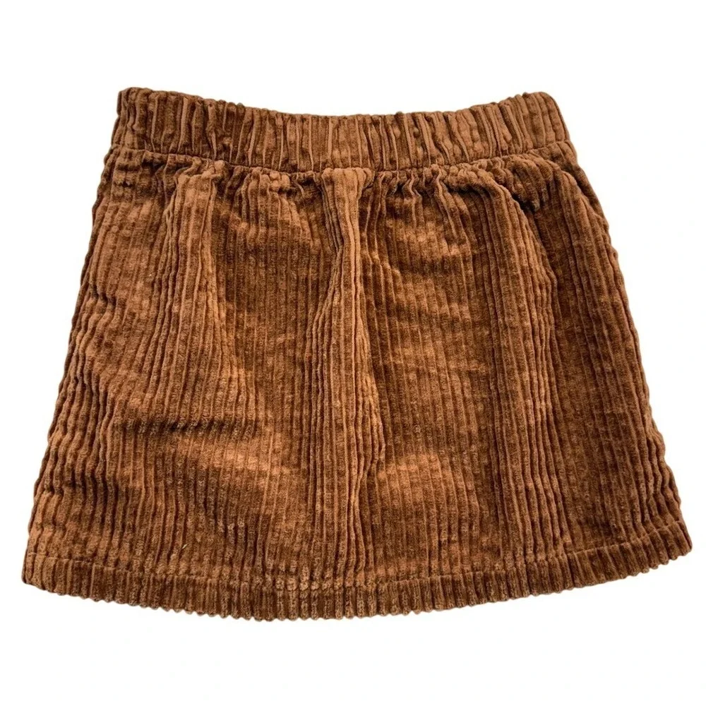 Wonder Nation Girls 3T Brown Corduroy Button Front Mini‎ Skirt Elastic Waist